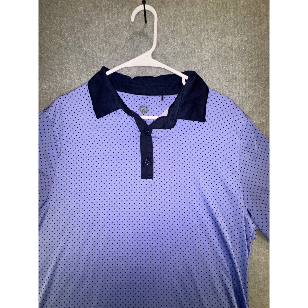 Graham Luxe Mens Medium Blue Micro Dot Performance Golf Polo Shirt Short Sleeve
